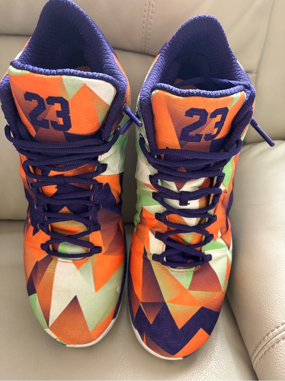 Jordan Purple and Orange Basketball Shoes with Jumpman Insole